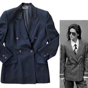 RARE Stephen Sprouse Archival Navy Blue Double-Breasted Vintage Blazer Jacket